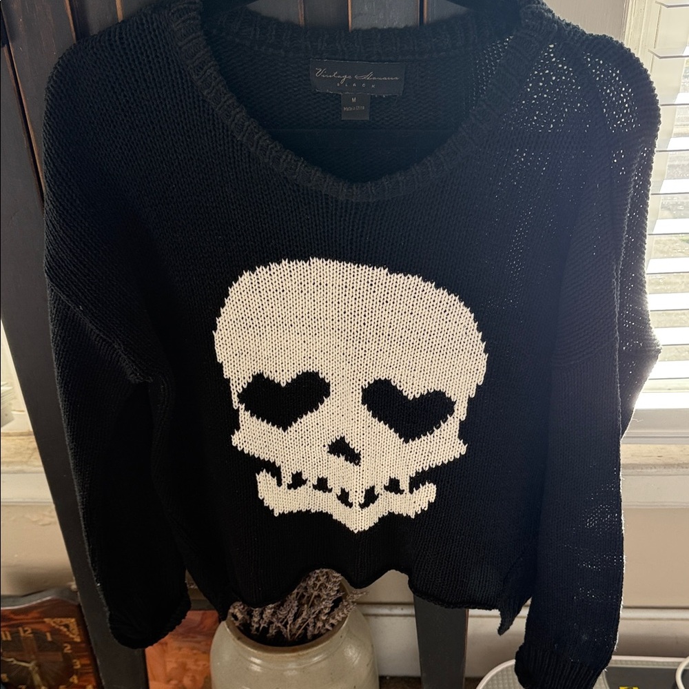 Wildfox Black and White Skull Sweater